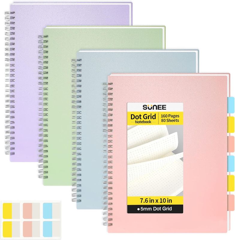 Photo 1 of SUNEE Graph Paper Notebook - 4 Pack B5 Grid Notebook 7.6 x 10 Inches 5 x 5mm Grid Paper 80 Sheets/160 Pages - Journals for Study and Notes (pink, blue, green, purple)