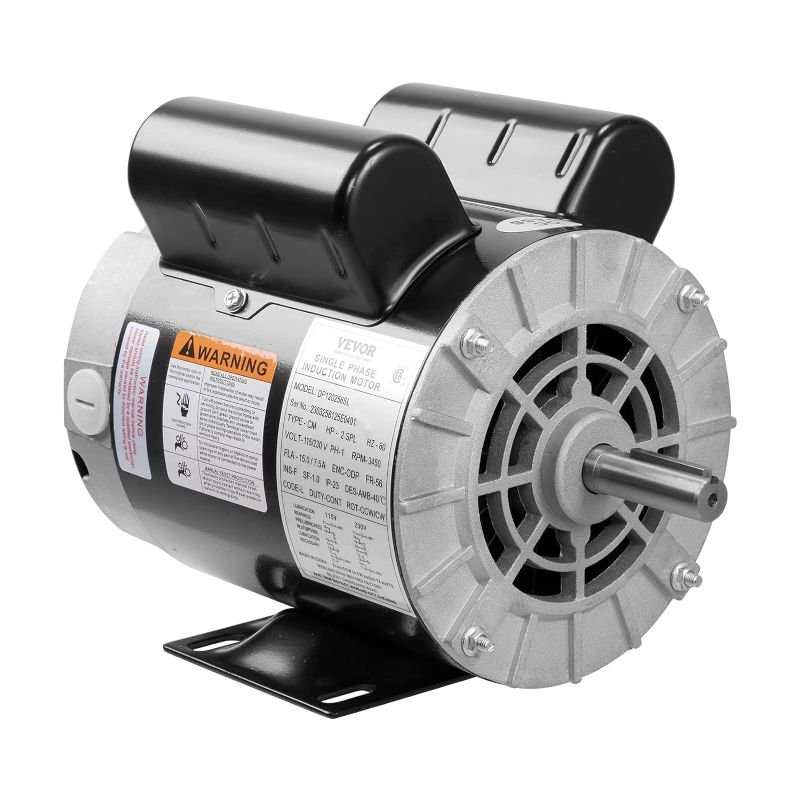 Photo 1 of  VEVOR 2HP SPL Air Compressor Electric Motor, 115/230V, 15/7.5Amps, 56 Frame 3450RPM, 5/8" Keyed Shaft, CW/CCW Rotation, 1.88" Shaft Length for Air Compressors 