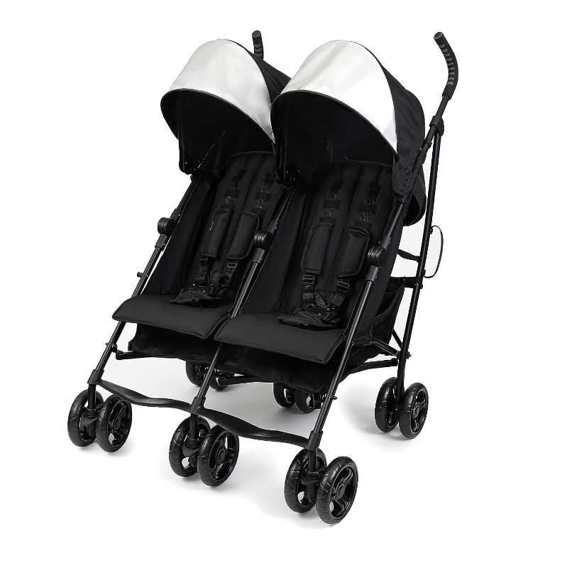 Photo 1 of  Summer Infant 3Dlite Double Convenience Lightweight Double Stroller for Infant & Toddler with Aluminum Frame, Two Large Seats with Individual Recline, Extra-Large Storage Basket, Black 