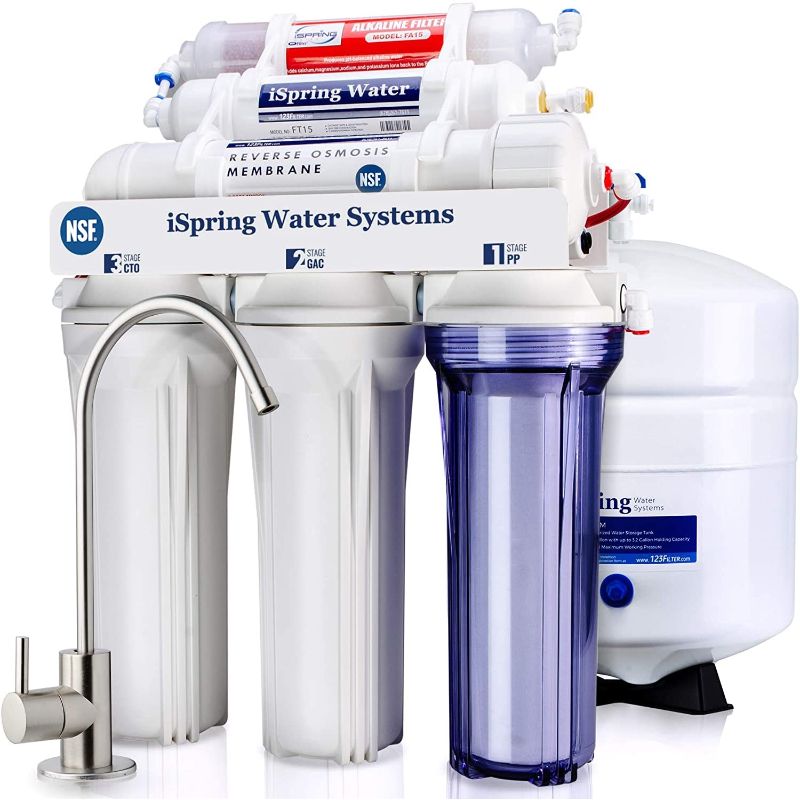 Photo 1 of  iSpring RCC7AK, NSF Certified 75 GPD, Alkaline 6-Stage Reverse Osmosis System, pH+ Remineralization RO Water Filter System Under Sink, Superb Taste Drinking Water Filter 