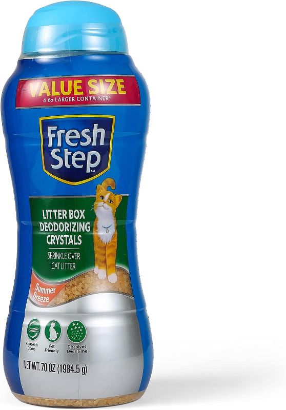 Photo 1 of  Fresh Step Cat Litter Crystals | Cat Litter Box Deodorizer Product for All Cats | Combats Cat Odors and Neutralizes Smells | Summer Breeze Scent, Value Size 70 oz, 4.6X Larger Container 