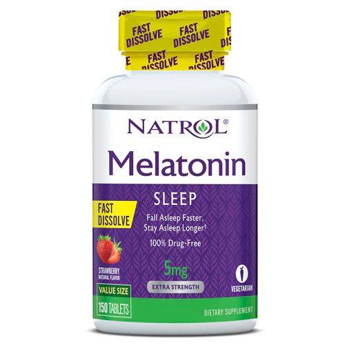 Photo 1 of  Natrol Melatonin Sleep Fast Dissolve Strawberry -- 5 mg - 150 Tablets BEST BY 31 AUG 2025