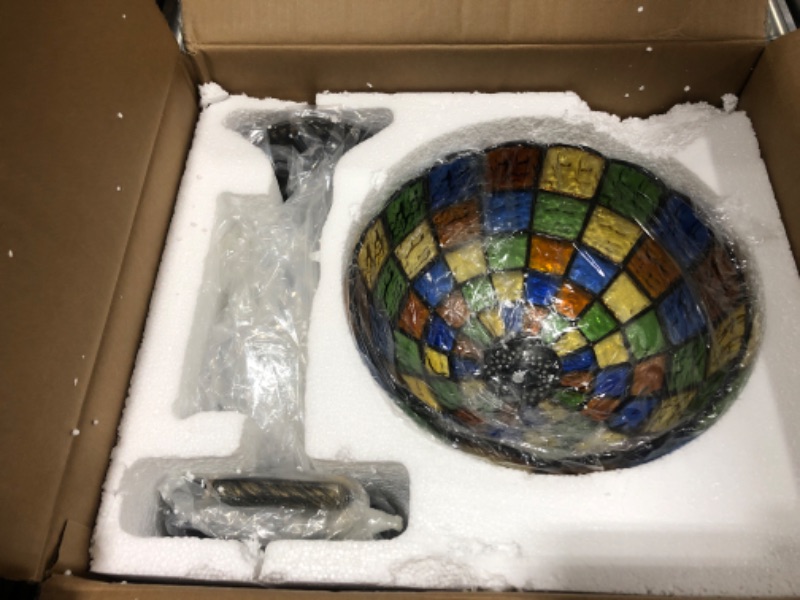 Photo 2 of Nizrsky Tiffany Lamp Crystal Square Style,Stained Glass Lamp Table Lamp 12" Vintage Living Room Office Bedroom Bedside Reading Lamp,Handmade Tiffany Desk Light -Decorate Gift (2 LED Bulb Included) 2-Light