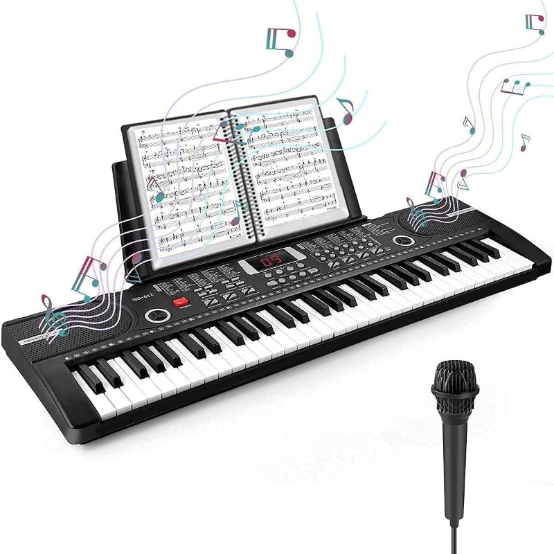 Photo 1 of  61 Keys Keyboard Piano, Electronic Digital Piano with Built-In Speaker Microphone, Sheet Stand and Power Supply, Portable Keyboard Gift Teaching for Beginners 