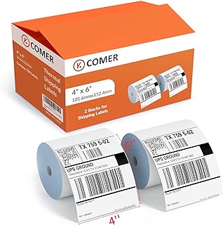 Photo 1 of K Comer 4x6 Thermal Shipping Labels (2 Rolls, 700 Printer Labels) Stickers Printable,Waterproof,Self Adhesive,Mailing Address Labels for Packages Compatible with K Comer MUNBYN, Rollo, Zebra
