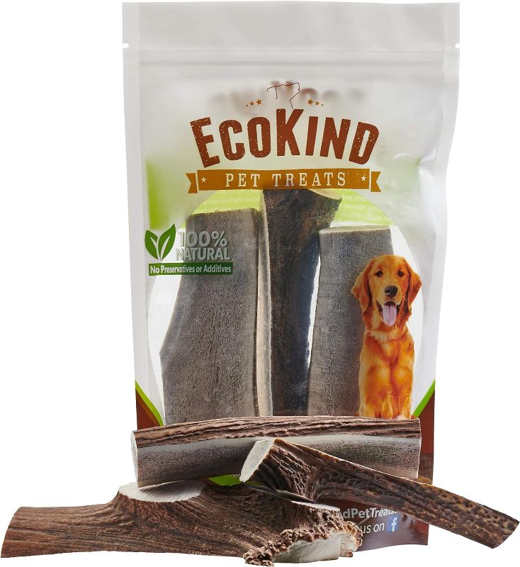 Photo 1 of  EcoKind Pet Treats Grade A Elk Antler (Split Elk Antlers Bag), 16 oz. BEST BY 29 JUN 2024