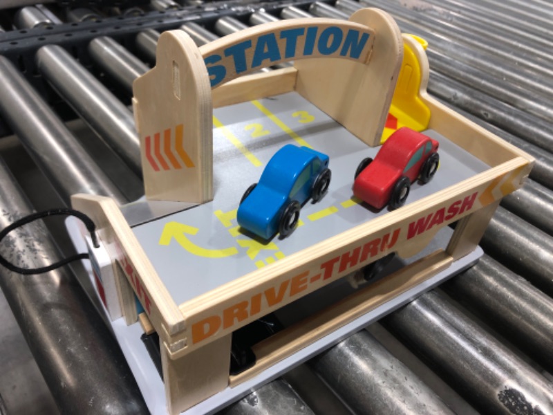 Photo 2 of  Melissa & Doug Service Station Parking Garage With 2 Wooden Cars and Drive-Thru Car Wash (SIOC) 