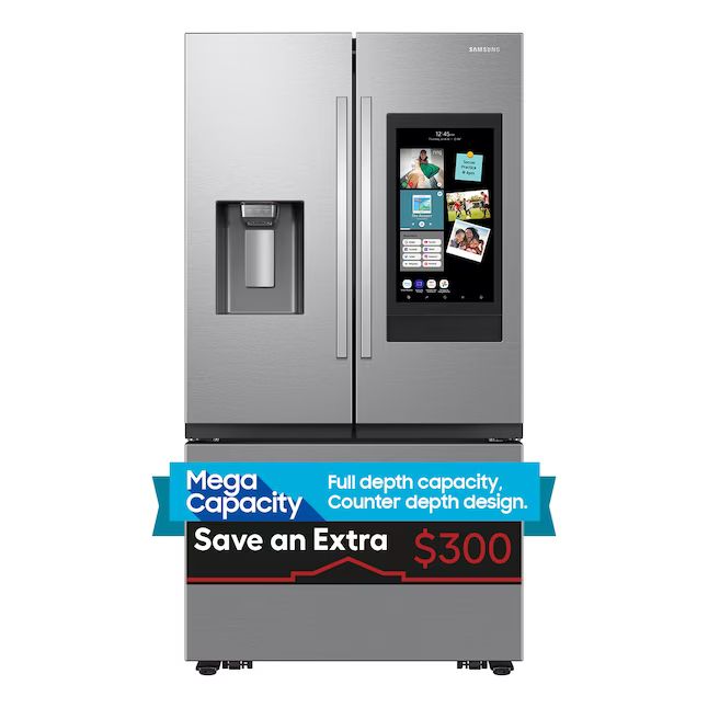 Photo 1 of Samsung Mega Capacity 25-cu ft Counter-depth Smart French Door Refrigerator with Dual Ice Maker (Fingerprint Resistant Stainless Steel) ENERGY STAR