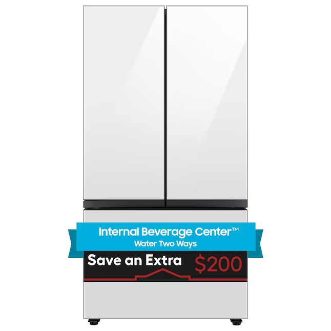 Photo 1 of Samsung Bespoke 30.1-cu ft Smart French Door Refrigerator with Dual Ice Maker and Door within Door (White Glass- All Panels) ENERGY STAR