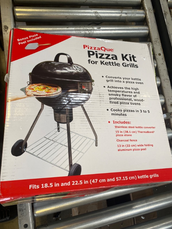 Photo 2 of (NOT A GRILL) Pizzacraft PC7001 PizzaQue Deluxe Outdoor Pizza Oven Kettle Grill Conversion Kit, Silver, 18''/22.5''