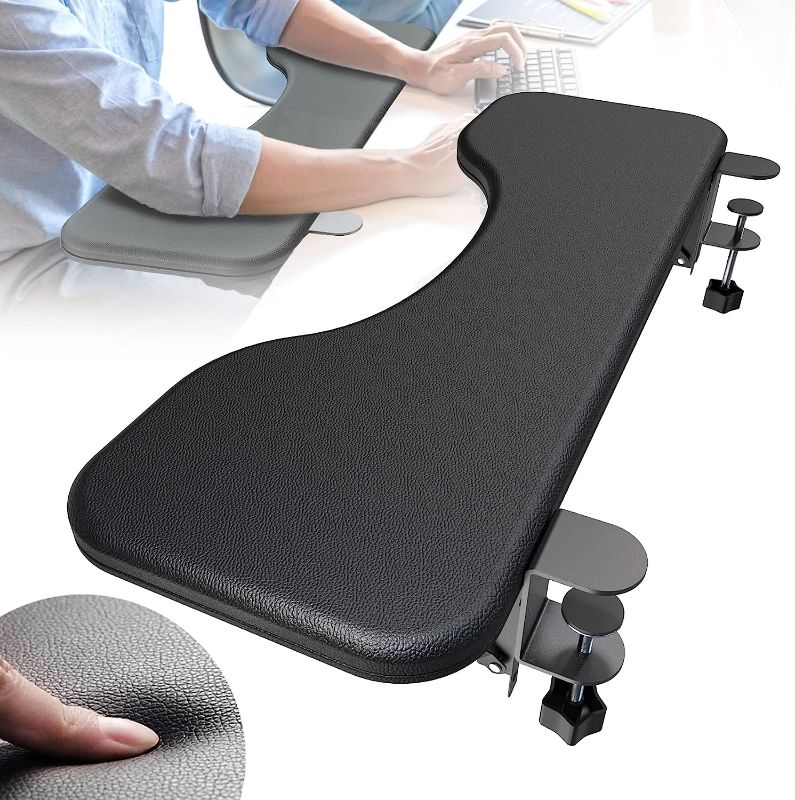 Photo 1 of [Upgraded]NODOCA Arm Rest for Desk, 26.5'' Ergonomics Desk Extender, 1 Inch Think Soft Sponge Built-in, Punch-Free Clamp on, Foldable Keyboard Extender, Eco-Friendly Leather Surface, Wrist/Arm Rest
