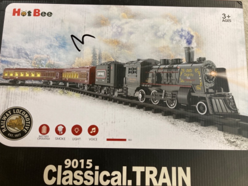 Photo 1 of Hot Bee Model Train Set for Boys - Metal Alloy Electric Trains w/Steam Locomotive,Passenger Carriages & Tracks