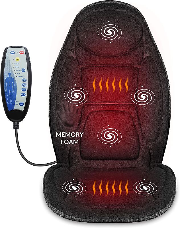 Photo 1 of COLOR BEIGE - Snailax Back Massage Seat Cushion, Memory Foam Chair Massage Pad, 5 Massage Modes & 2 Heat Settings, Seat Massager for Office Chair,Home Use / STOCK PHOTO IS FOR REFERENCE ONLY 
