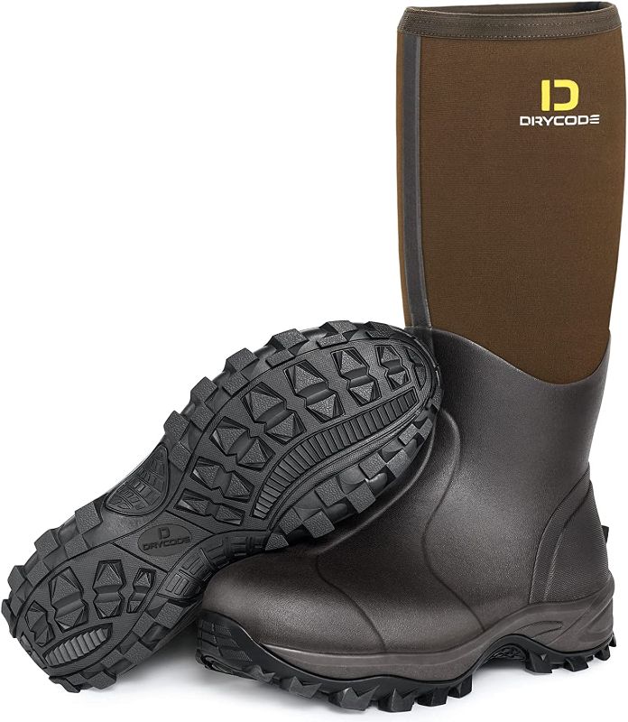 Photo 1 of SIZE 9 - DRYCODE Rubber Boots for Men and Women, Waterproof Durable 6mm Warm Rubber Neoprene Boots, Rain Boot Outdoor Boots, Size 5-14
