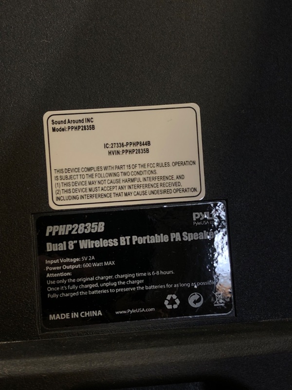 Photo 3 of Pyle Portable Bluetooth PA Speaker System - 600W Rechargeable Outdoor Bluetooth Speaker Portable PA System w/ Dual 8” Subwoofer 1” Tweeter, Microphone In, Party Lights, USB, Radio, Remote - PPHP2835B
