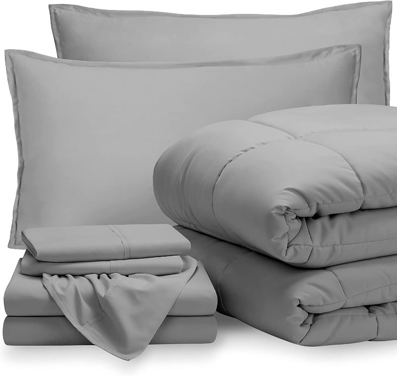 Photo 1 of Bare Home Bedding Ultra-Soft 1800 Premium - Bedding Set (Light Grey/Light Grey) STOCK PHOTO FPR REFERENCE ONLY
