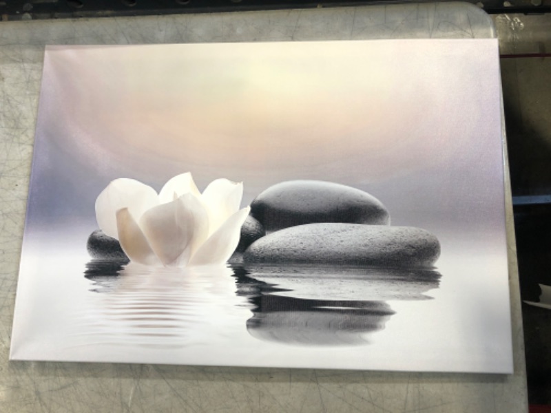 Photo 1 of artgeist Canvas Wall Art Print Zen 24x16 in - 1pcs Home Decor Framed Stretched Picture Photo Painting Artwork Image - Flowers Stone Spa Wellness b-B-0095-b-a
