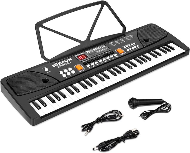 Photo 1 of M SANMERSEN Piano for Kids with Microphone, Keyboard Piano for Beginners Electronic Keyboard 61 Keys with Dual Speakers/LED Display/AUX-in Jack/Music Stand Piano Toys for Boys Girls Ages 3-12
