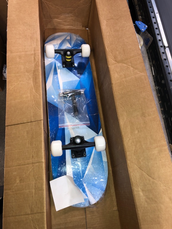 Photo 2 of Anyfun Pro Complete Skateboards for Beginners Girls Boys Kids Youths Teens Adults 31"x8" Skate Boards 7 Layers Canadian Maple Double Kick Deck Concave Longboard
