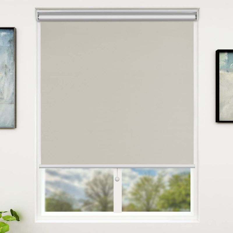 Photo 1 of 35 x 72 Inch Blackout Window Shades Cordless Window Blinds with Spring Lifting System for Home & Office, Beige
