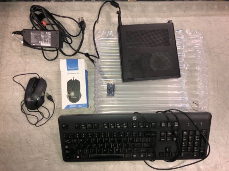 Photo 1 of 3-piece Computer & Accessory set: 1 HP keyboard; 1 HP Elitedesk 800 g3 mini 65w processor with power cord; 1 stalliontek st800 optical office mouse
