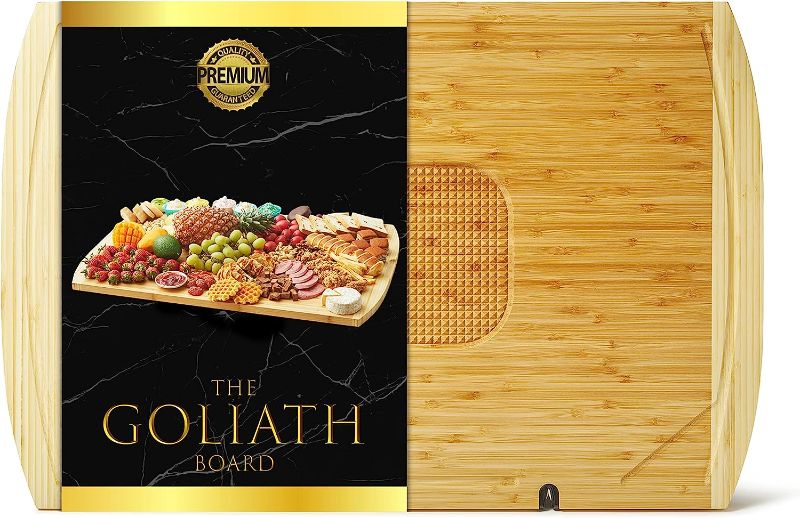 Photo 1 of 30x20 Bamboo Extra Large Huge Cutting Board - with built-in knife sharpener! Use as a Charcuterie Board, Butcher Block, Over Sink Cutting Board, Brisket Cutting Board, RV Stove Top Cover, Noodle Board Stove Cover, Meat and Veggie Cutting Board and More
