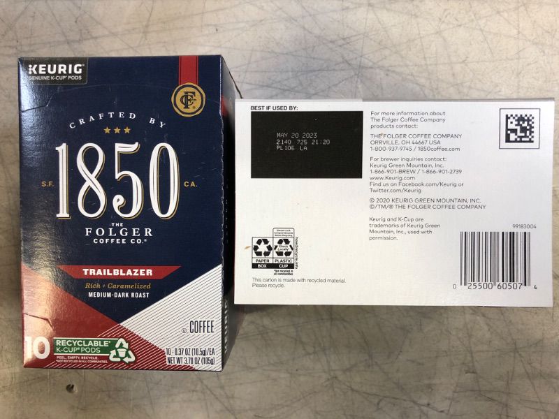 Photo 1 of 2PACK:: 850 by Folgers Trailblazer Medium Dark Roast Coffee, 10 Keurig K-Cup Pods Caramel 10 Count ** EXP DATE MAY 20-2023 **
