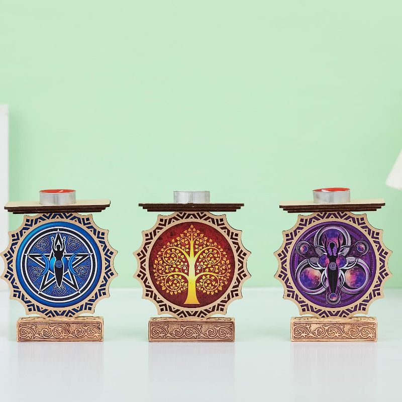 Photo 1 of 3PCS Wooden Candlestick Holders Chakra Candle Holders Tea Light Candle Holders Votive Candles Holders for Yoga, Meditation, Dinning, Festival, Party, Table Decor (Women)
MELTED WAX*********
