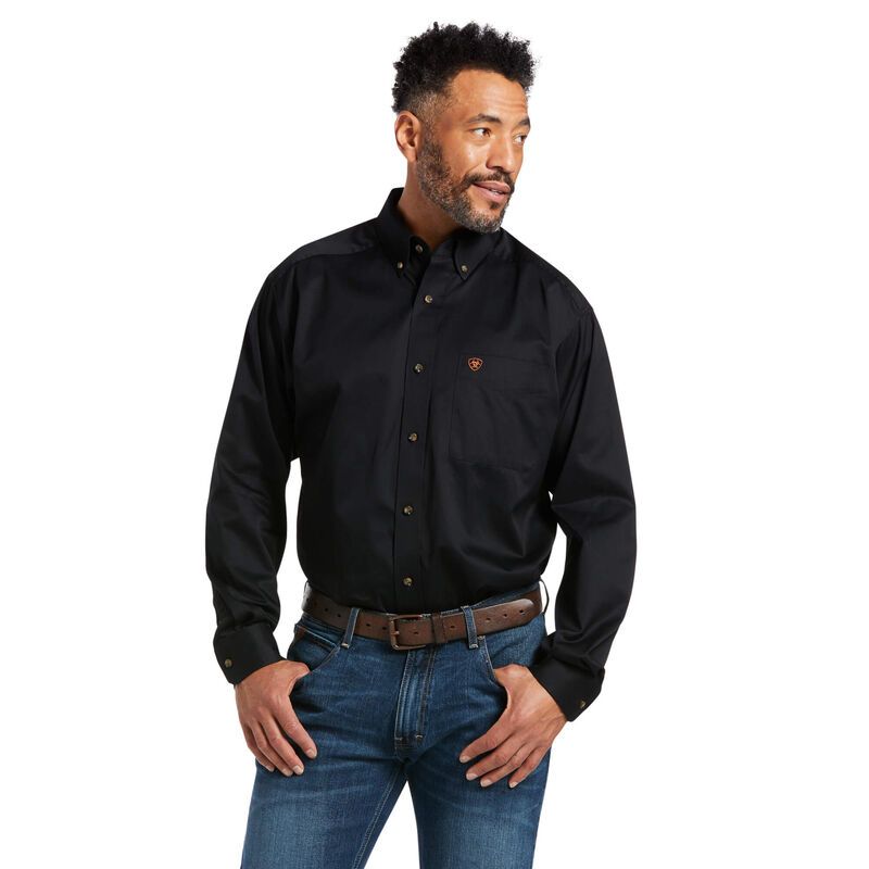 Photo 1 of ARIAT Solid Twill Classic Fit Shirt-Men's Long Sleeve Western Button-Down XX-Large Black