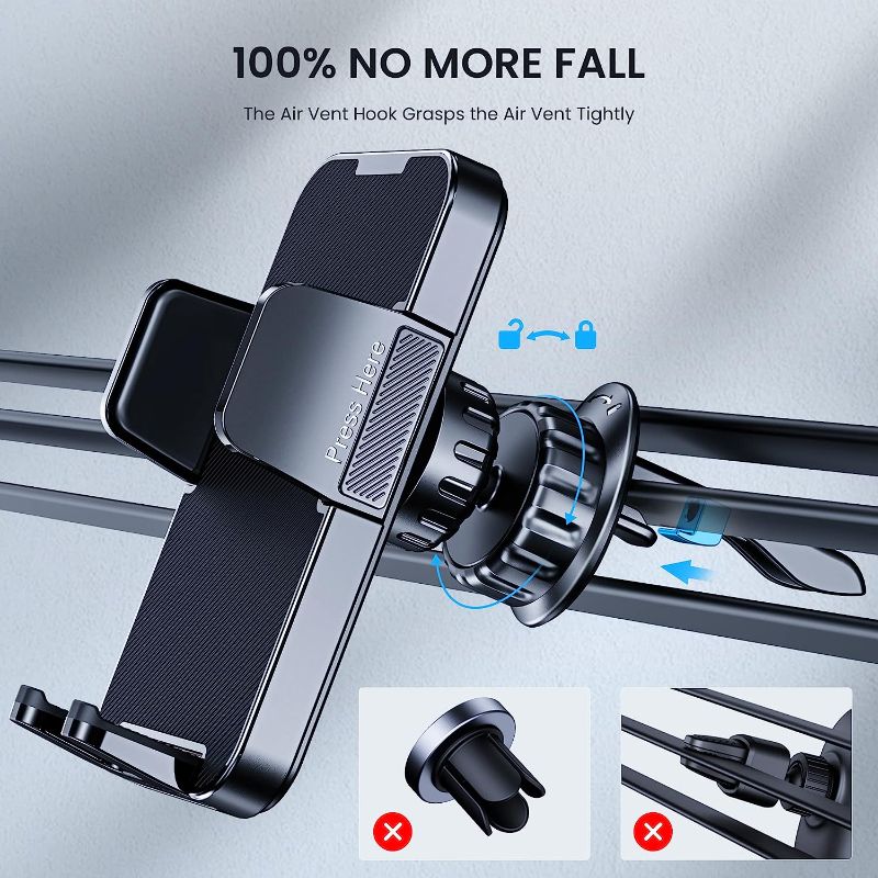 Photo 1 of Phone Holder Car [Upgrade Clip Never Fall] Car Phone Holder Mount Automobile Air Vent Hands Free Cell Phone Holder for Car Fit for All Car Mount for iPhone Android Smartphone