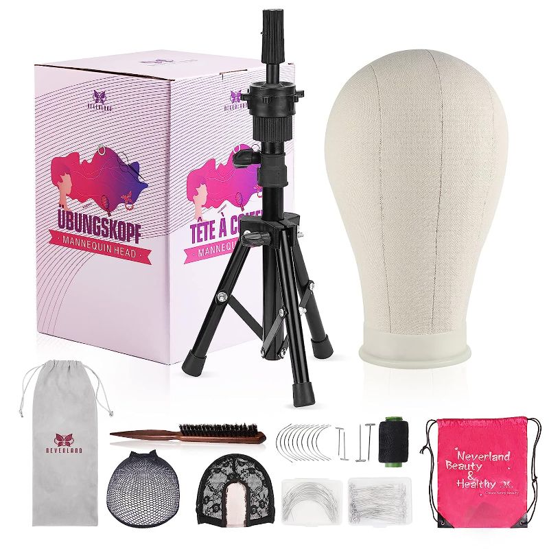 Photo 1 of 22 Inch Wig Head Mannequin Head with Wig Stand Tripod,Manikin Canvas Head Set for Wigs Making Display with Wig caps,T Pins Set Bristle Brush
MISSING SOME ASSECCERIES******
