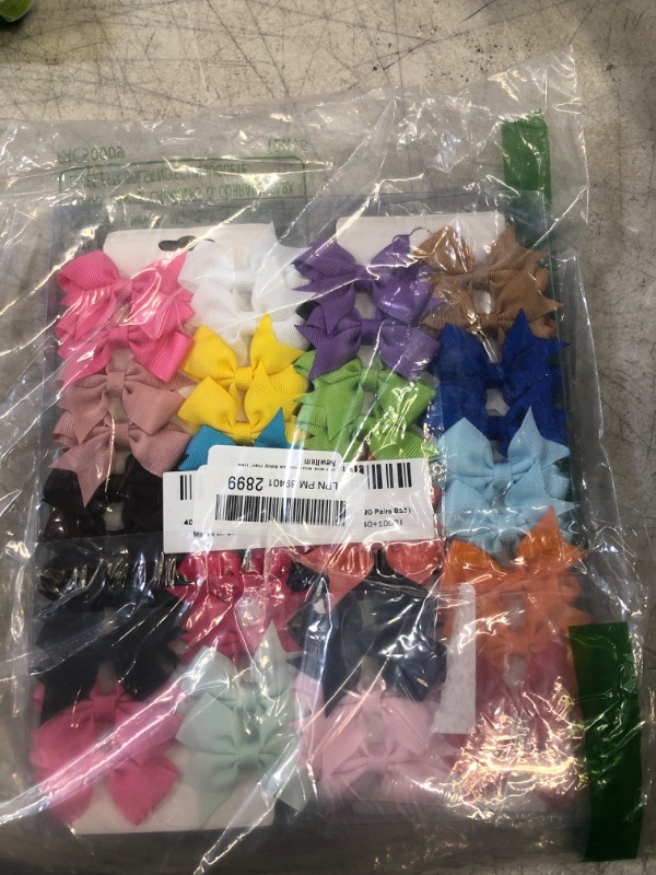 Photo 1 of 40PCS 2 Inch Baby Hair Bows Clips for Girls Grosgrain Ribbon Fully Lined Infant Hair Clips Accessories for Baby Girls Newborns Toddler in Pairs