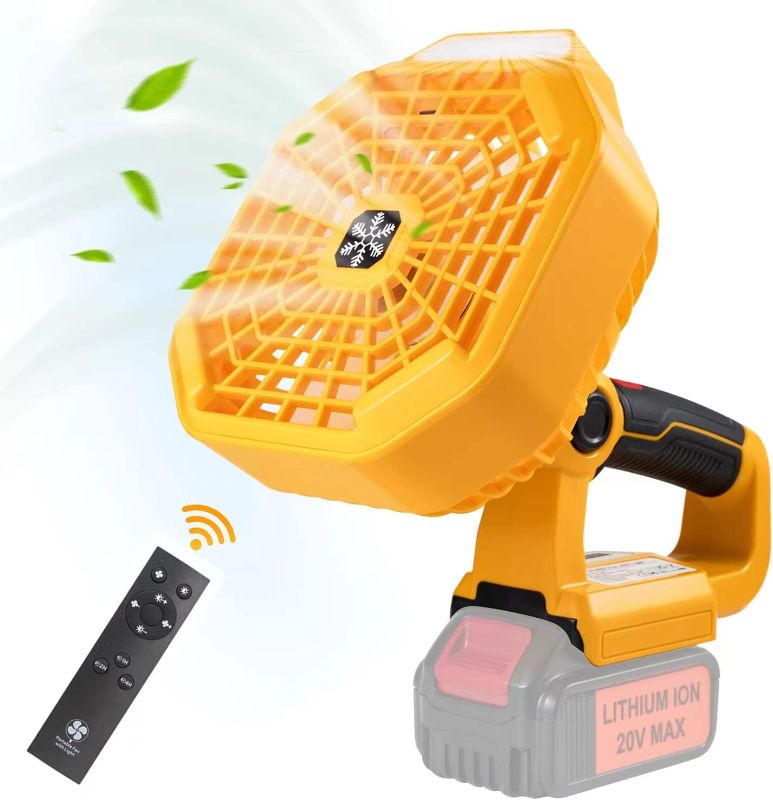 Photo 1 of FLAGPOWER Portable Camping Fan Cordless Jobsite Fan Compatible with Dewalt 14.4-20V Li-Ion Battery USB Floor Fan Industrial fan with 3 Speeds, LED...
