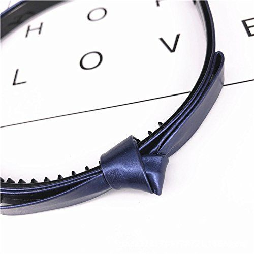 Photo 3 of ShungFun 6pcs Women Fashion Bowknot Leather Twist Headband Antislip Hair Loop Clasp Hair Bands Hair Hoop with Teeth for Hair Accessories (Red,Navy Blue,Nude,Multi-Color1.1cm))