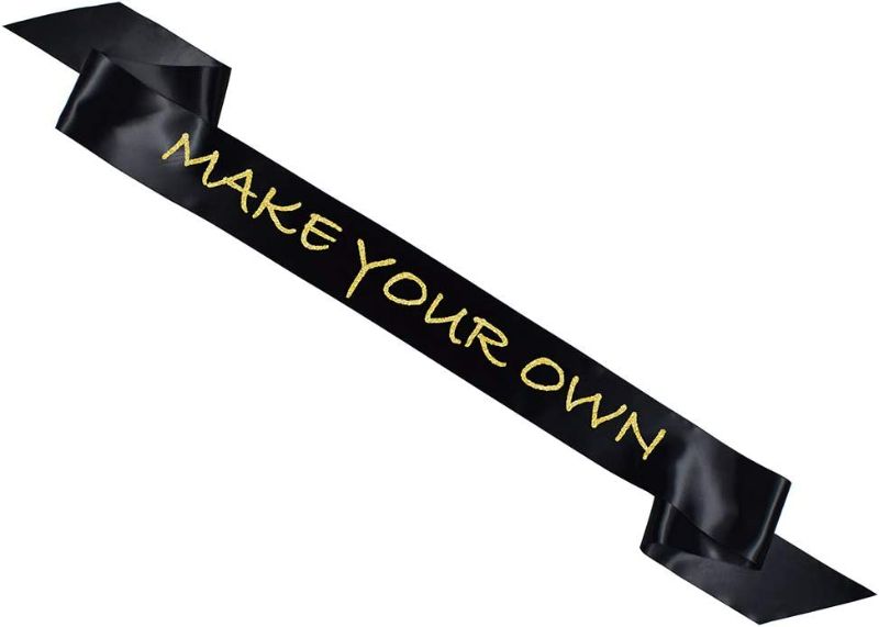 Photo 2 of Blank Satin Sash, Plain Sash, Party Decorations, Make Your Own Sash (Black)