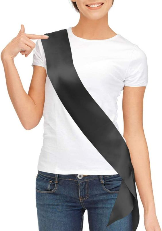 Photo 1 of Blank Satin Sash, Plain Sash, Party Decorations, Make Your Own Sash (Black)