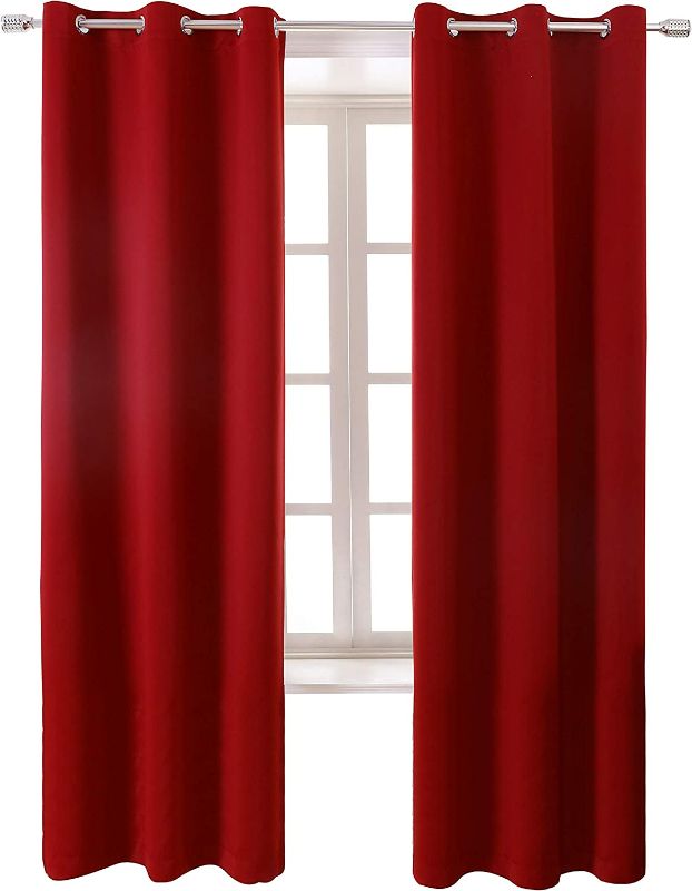 Photo 1 of LORDTEX Blackout Curtains for Bedroom -Thermal Insulated Curtains with Grommet Top Room Darkening Noise Reducing Window Drapes for Living Room, 2 Panels, RED, 42 x 63 inch