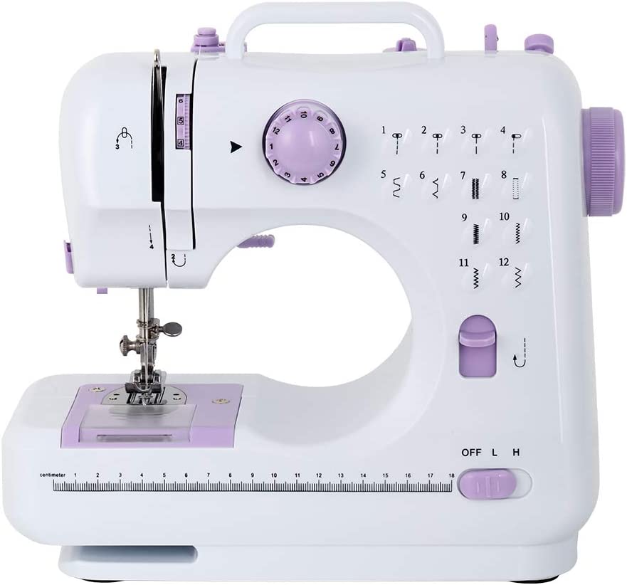 Photo 1 of Portable Sewing Machine Mini Electric Household Crafting Mending Sewing Machines Multi-Purpose 12 Built-in Stitches with Foot Pedal for Home Sewing, Beginners, Kids (Purple)
