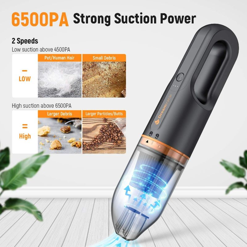 Photo 2 of Dreamiracle Handheld Vacuum Cordless 6500PA Rechargeable Car Boat Shop Portable