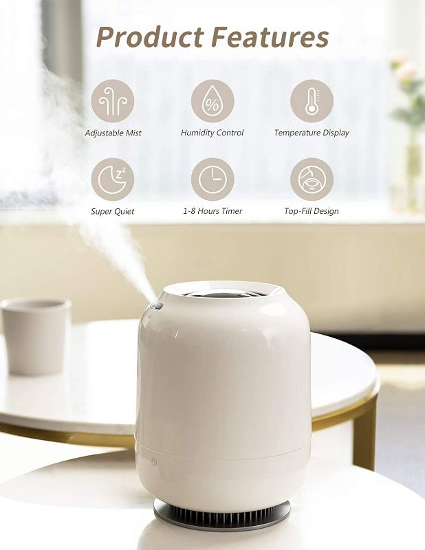 Photo 3 of SmartDevil Cool Mist Humidifier, Top Fill Ultrasonic Humidifier for Bedroom, Smart Air Humidifier with Essential Oils, Smart Humidity Control, Timing, Auto Shut Off for Home Babies Plants?White?
