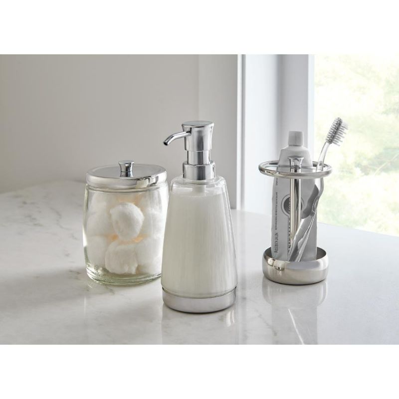 Photo 2 of 3-Piece Bathroom Countertop Accessory Kit with Soap Pump, Toothbrush Holder and Canister in Polished Chrome

