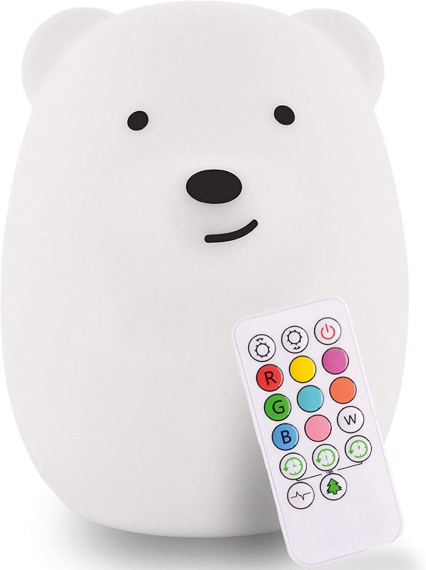Photo 1 of Lumipets Silicone Night Light for Kids, Bear - 9 Soft Colors, Remote Sleep Timer - Rechargeable, Battery-Operated Night Light for Kids, Toddler, Baby, Girls, Boys - Bedroom, Nursery
