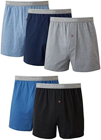 Photo 1 of Hanes Men's Boxers 5-Pack, Cotton Knit Comfortable Boxer Underwear, Moisture-Wicking Cotton Boxers Multipack
