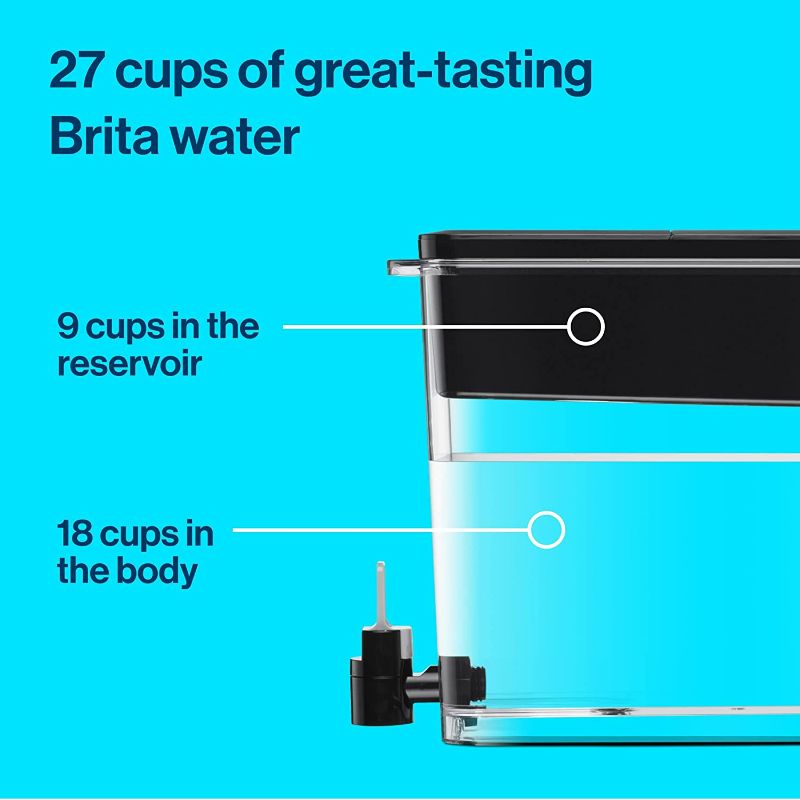 Photo 2 of Brita XL Water Filter Dispenser for Tap and Drinking Water with 1 Standard Filter, Lasts 2 Months 27-Cup Capacity, BPA Free, Black
