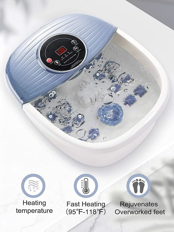 Photo 3 of Foot Spa, Pedicure Foot Bath Massager with Heat, Bubble and Vibration, Digital Temperature Control (95-118?) and Removable Rollers for Comfort Feet, Home Use
