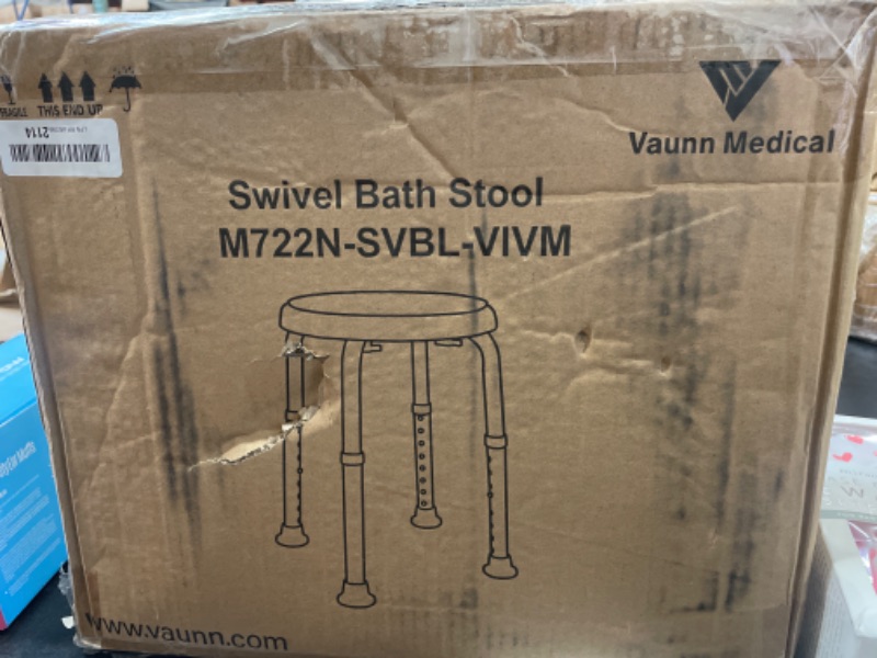 Photo 1 of Medical Tool-Free Assembly Adjustable Swivel Shower Stool Seat Bench with Anti-Slip Rubber Tips for Safety and Stability Baby Blue