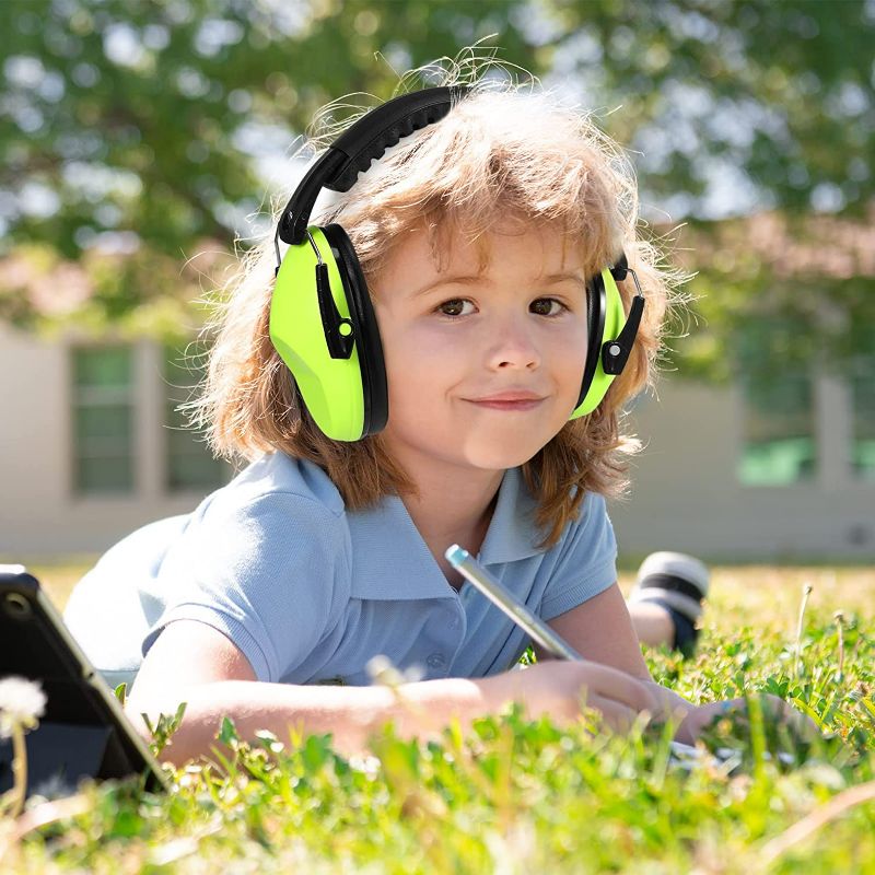 Photo 4 of 2 Pack Kids Ear Protection Earmuffs pink and blue Hearing Adjustable for Noise Reduction for Toddlers 27NRR Noise Cancelling Earmuffs
