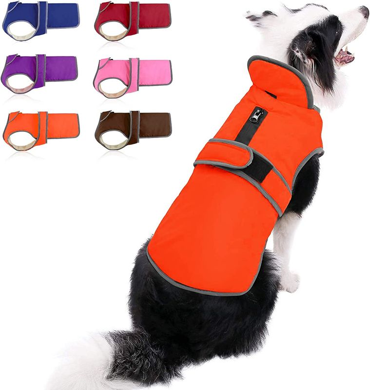 Photo 1 of MIGOHI Reflective Waterproof Windproof Dog Coat Cold Weather Warm Dog Jacket Reversible Stormguard Winter Dog Vest for Small Medium Large Dogs?Orange, L?
