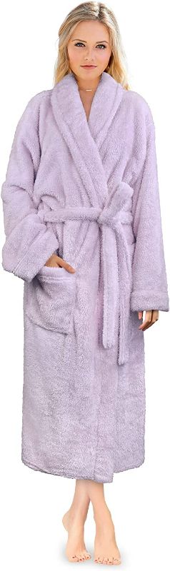 Photo 1 of PAVILIA Premium Womens Plush Soft Robe Fluffy, Warm, Fleece Sherpa Shaggy Bathrobe
light purple 