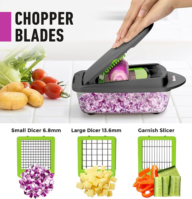 Photo 3 of Mueller Pro-Series 10-in-1, 8 Blade Vegetable Slicer, Onion Mincer Chopper, Vegetable Chopper, Cutter, Dicer, Egg Slicer with Container
